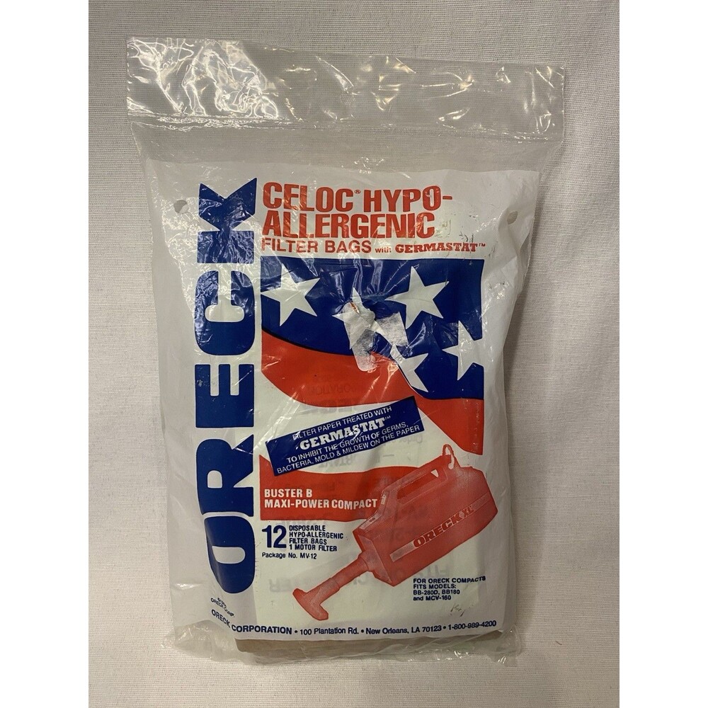 12 Oreck XL Vacuum buster B & BB Celoc Hypo Allergenic Filter Bags New Sealed